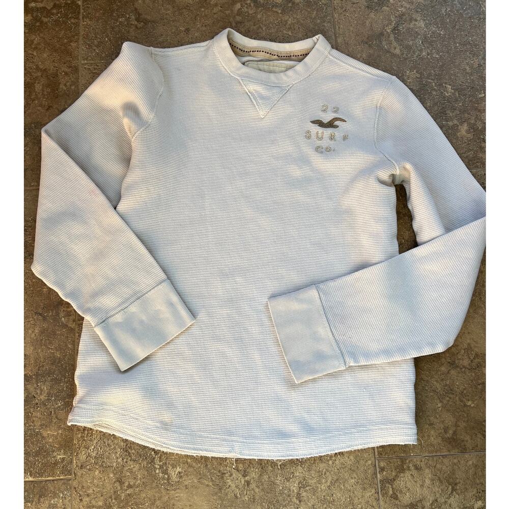 Hollister cream Thermal Long Sleeve crewneck Top, Men's size L